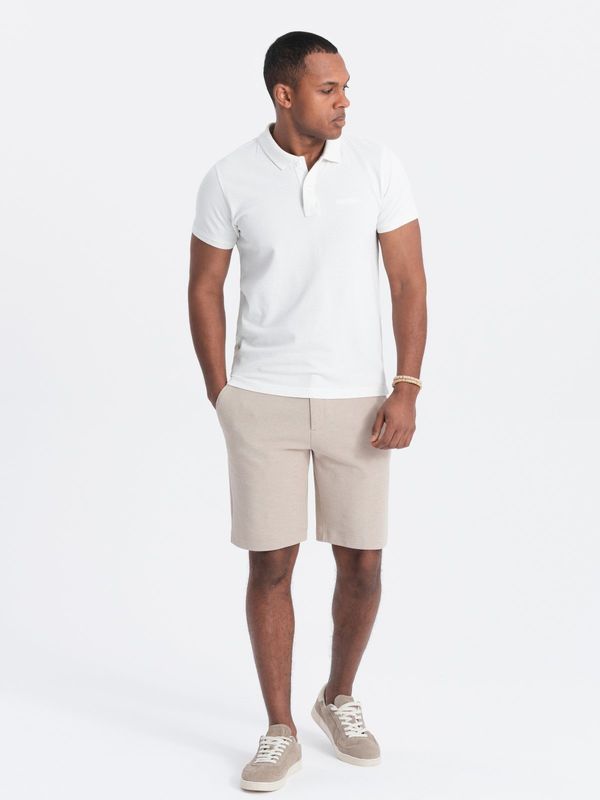 Ombre Ombre Men's shorts made of two-tone melange knit fabric - sand