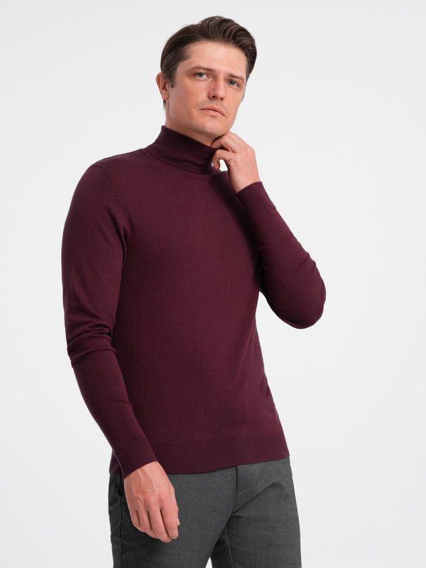 Ombre Ombre Men's single color knitted turtleneck with viscose - maroon