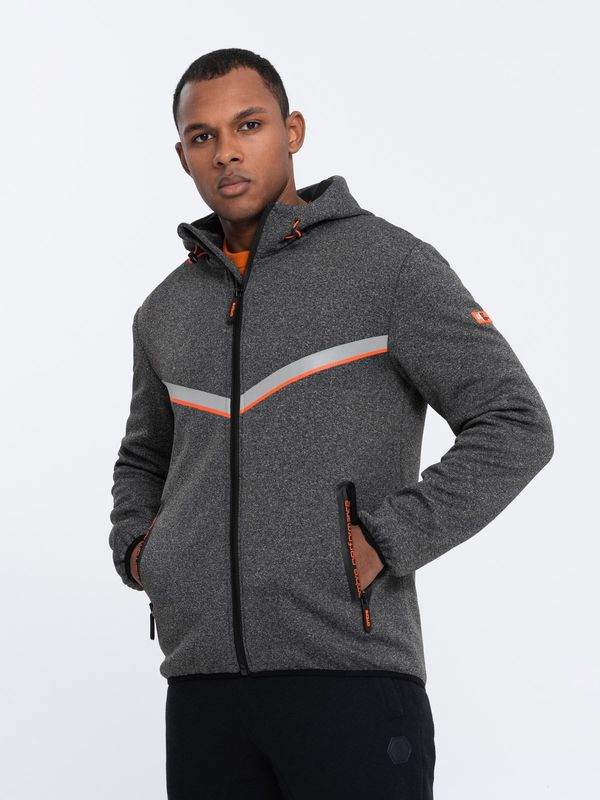 Ombre Ombre Men's sports jacket with adjustable hood and reflector - graphite
