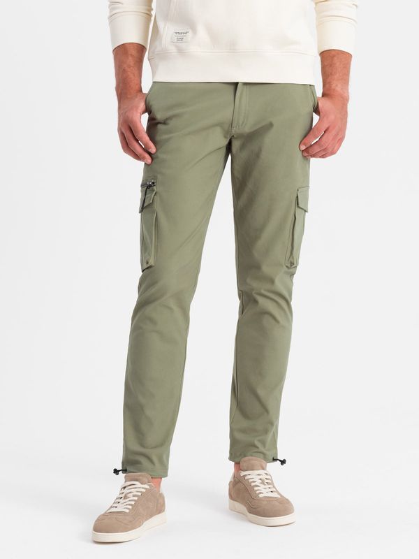 Ombre Ombre Men's STRAIGHT LEG cargo pants with triangle pocket pin - olive