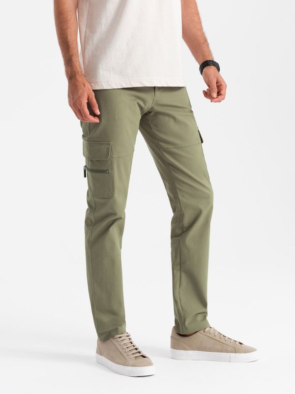 Ombre Ombre Men's STRAIGHT LEG cargo pants with zippered pockets - olive