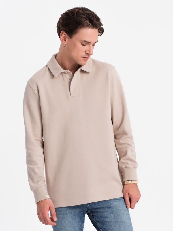 Ombre Ombre Men's structured knit polo collar sweatshirt - beige
