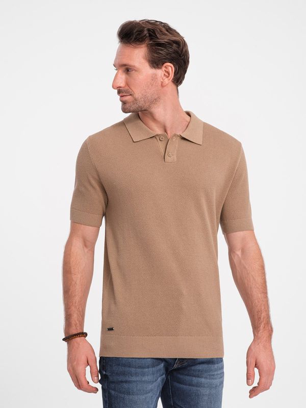 Ombre Ombre Men's structured knit polo shirt - light brown