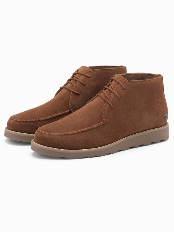 Ombre Ombre Men's suede ankle boots with thick sole - brown