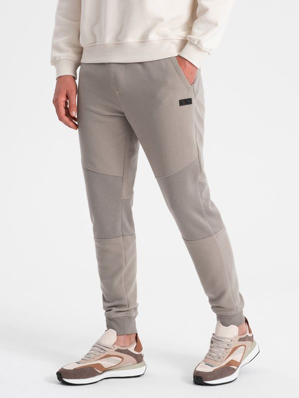 Ombre Ombre Men's sweatpants with ottoman fabric inserts - ash