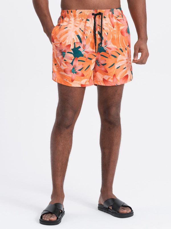 Ombre Ombre Men's swim shorts in floral motif - orange