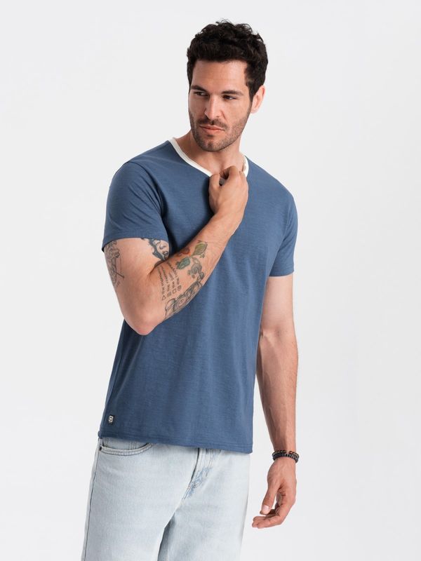 Ombre Ombre Men's T-shirt with raw finish - dark blue