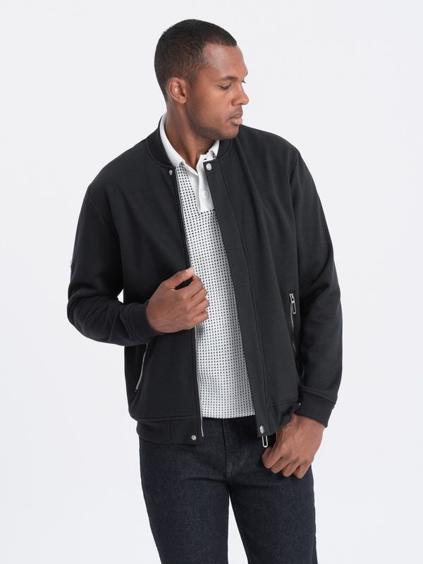 Ombre Ombre Men's unbuttoned bomber jacket - black