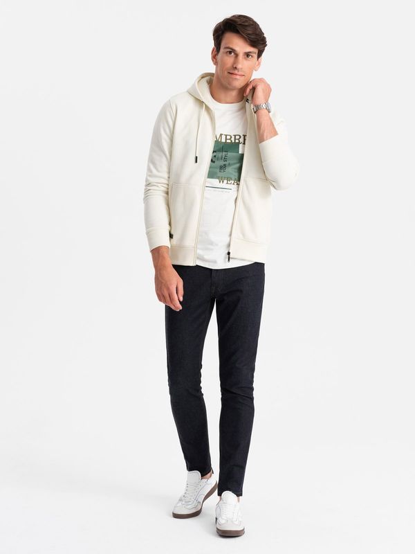 Ombre Ombre Men's unbuttoned cotton BASIC sweatshirt - cream