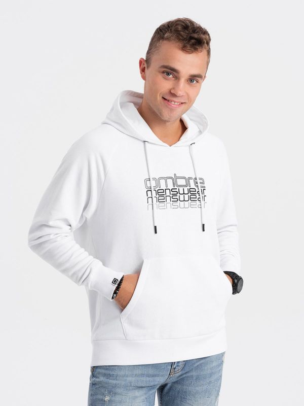Ombre Ombre Men's unlined hooded sweatshirt with print - white