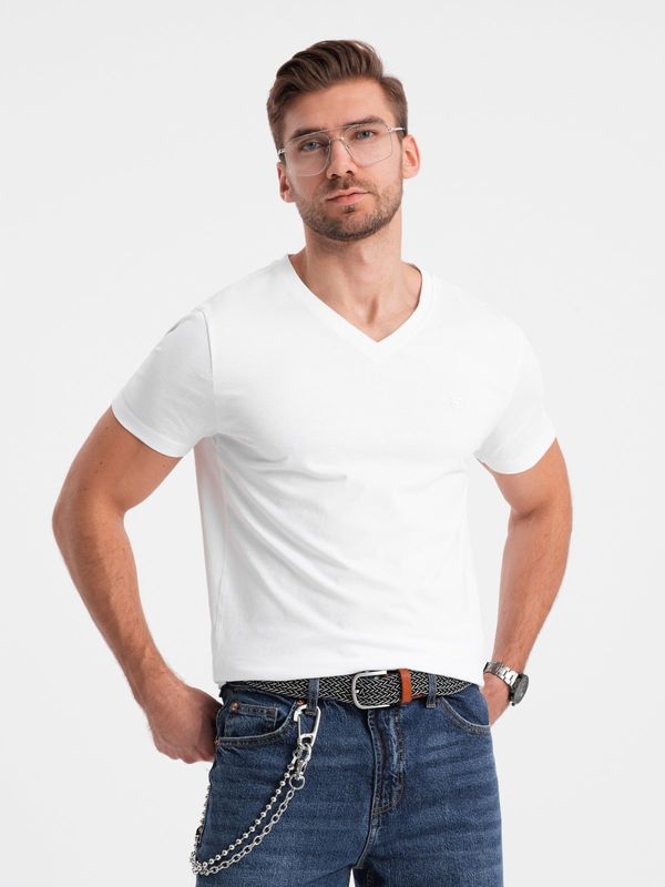 Ombre Ombre Men's V-NECK T-shirt with elastane - white