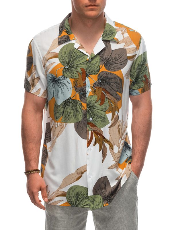 Ombre Ombre Men's viscose patterned short sleeve shirt OM-SHPS-0113