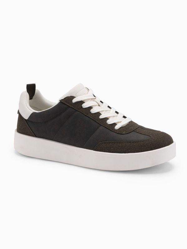 Ombre Ombre Old-school men's sneakers on thick sole - dark brown