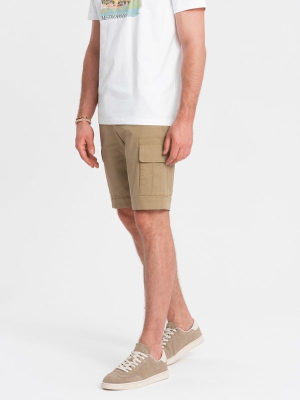 Ombre Ombre One color men's shorts with cargo pockets - sand
