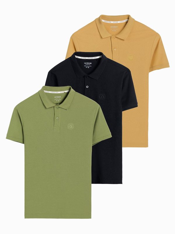 Ombre Ombre Set of men's pique knit polo shirts 3-pack