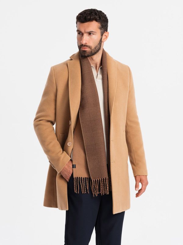 Ombre Ombre Single-breasted long men's suit style coat - light brown