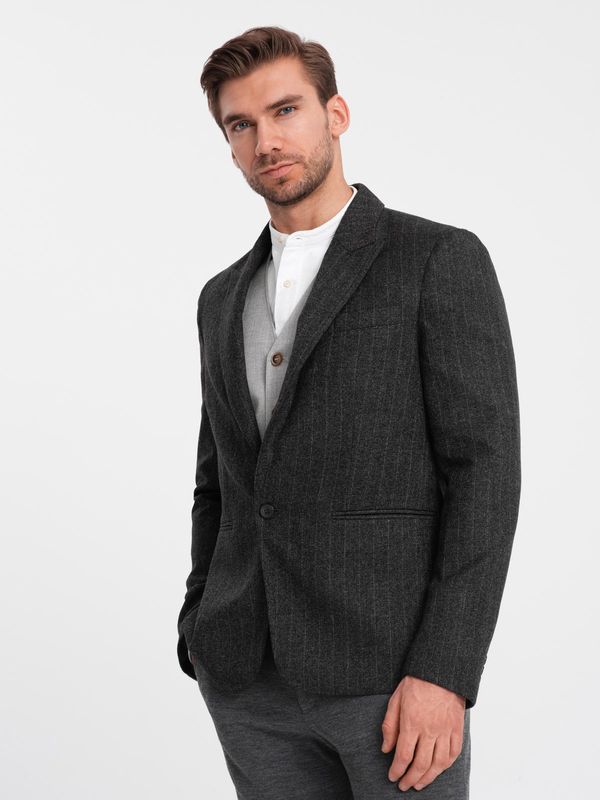 Ombre Ombre Stylish men's jacquard jacket with delicate stripes - graphite