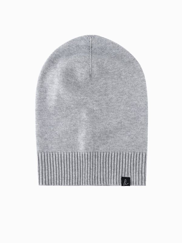 Ombre Ombre Zimowa czapka męska beanie z bawełnianej dzianiny – szary melanż