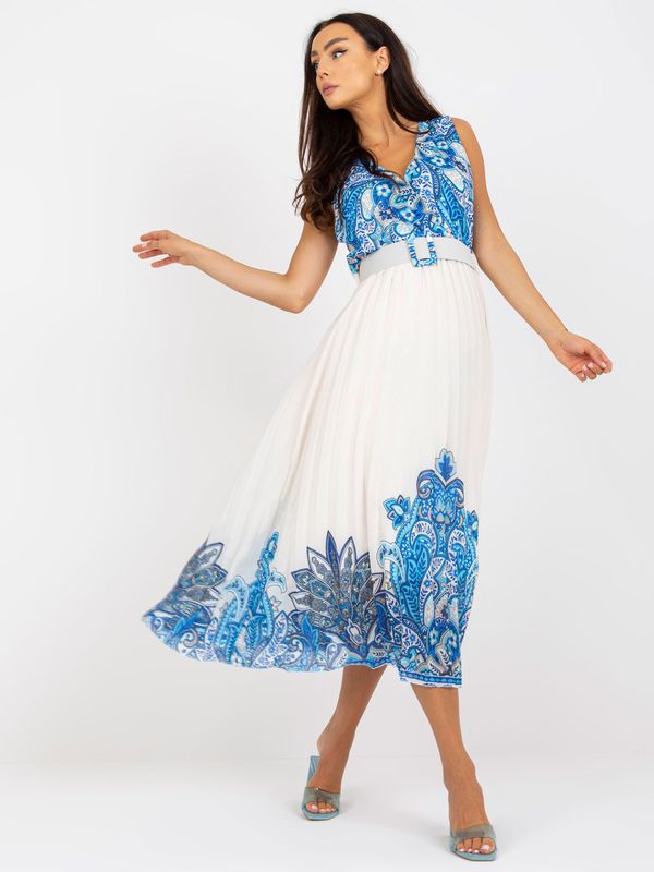 Fashionhunters One-size blue midi dress with print