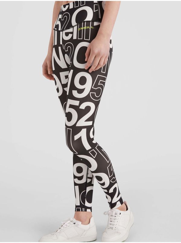 O'Neill ONeill Women's Black and White Patterned Sports Leggings O'Neill Multi - Women