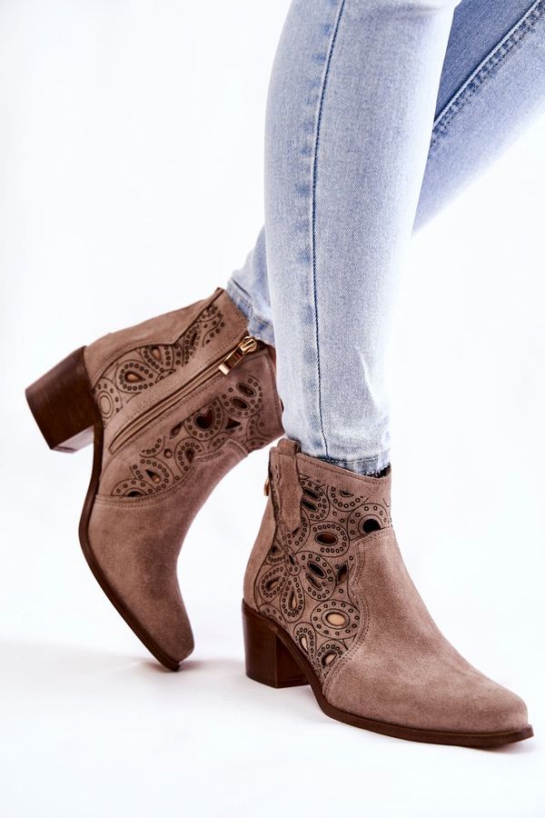 Lewski Shoes Openwork Suede Booties Lewski Shoes