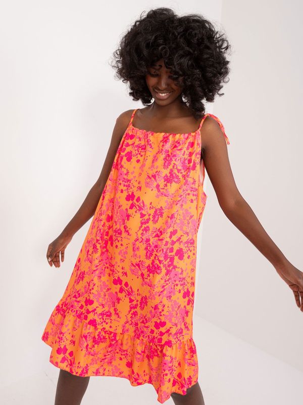 Fashionhunters Orange and pink summer dress RUE PARIS