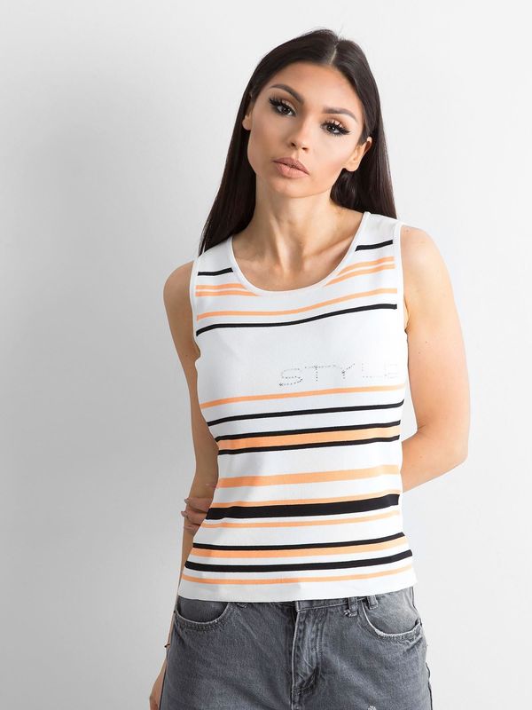 Fashionhunters Orange-and-white striped top