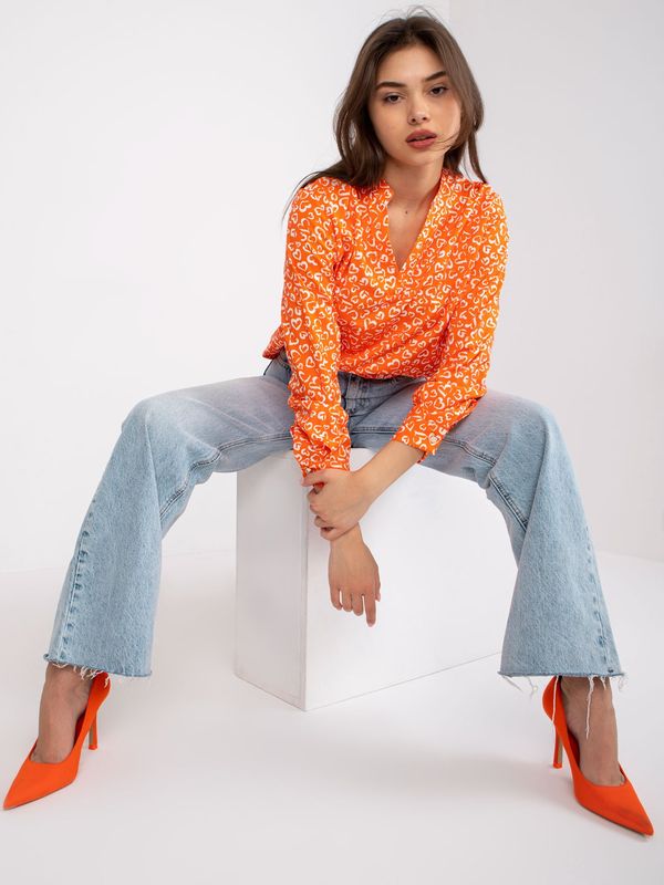 Fashionhunters Orange blouse with Inesa print
