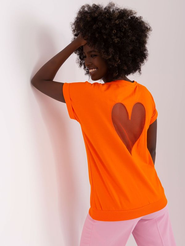 Fashionhunters Orange blouse with transparent insert
