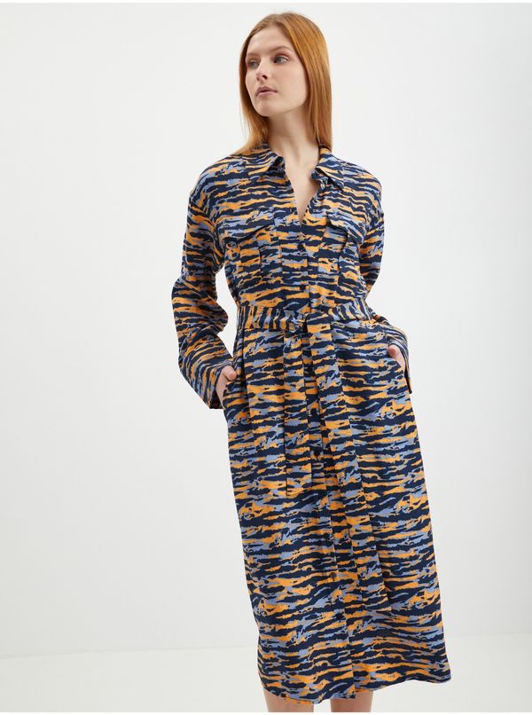 Vila Orange-blue lady patterned shirt dress VILA Cikki - Women