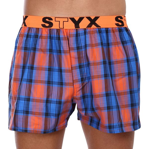 STYX Orange-blue men's plaid boxer shorts Styx