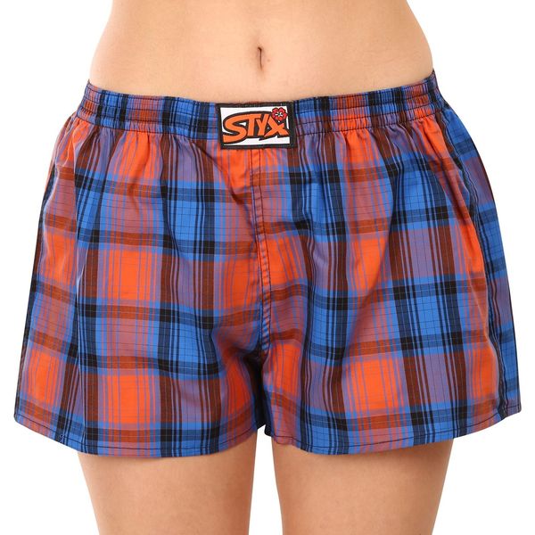 STYX Orange-blue women's plaid boxer shorts Styx