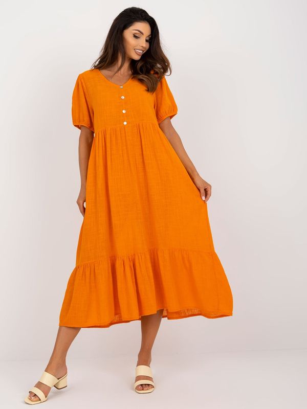 Fashionhunters Orange cotton ruffle dress Eseld OCH BELLA