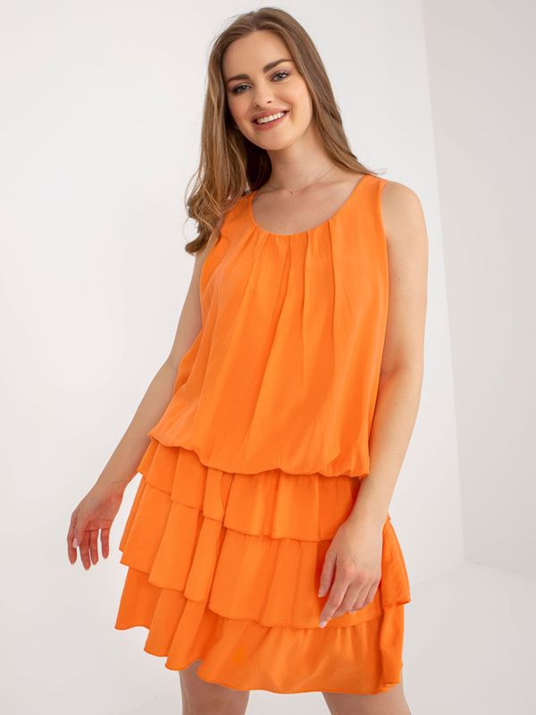 Fashionhunters Orange dress with ruffles OCH BELLA