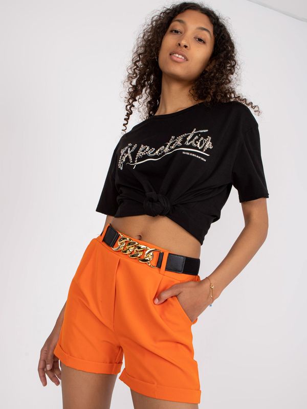 Fashionhunters Orange elegant shorts with high waist