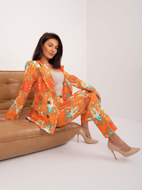 Fashionhunters Orange elegant women's set with print
