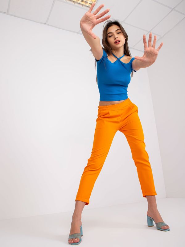 Fashionhunters Orange fabric trousers for Samanta Women