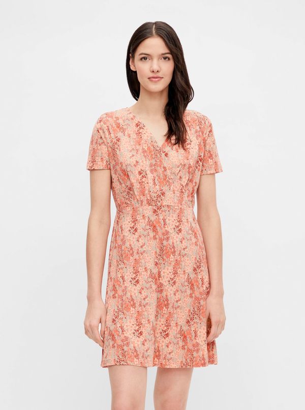 Pieces Orange Floral Dress Pieces Emanuelle - Women