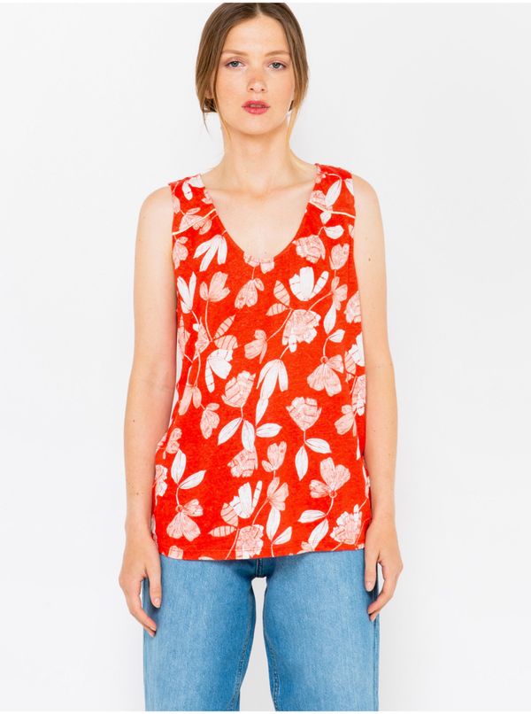 CAMAIEU Orange Floral Linen Blouse CAMAIEU - Women