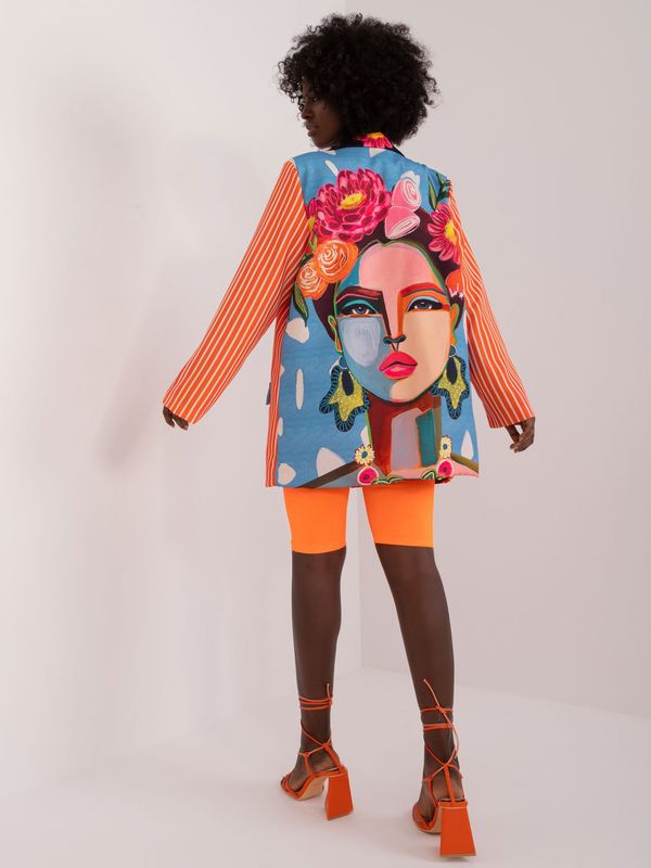 Fashionhunters Orange oversize blazer with print
