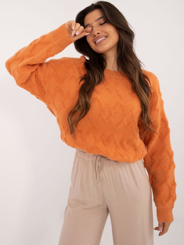 Fashionhunters Orange oversize sweater with round neckline