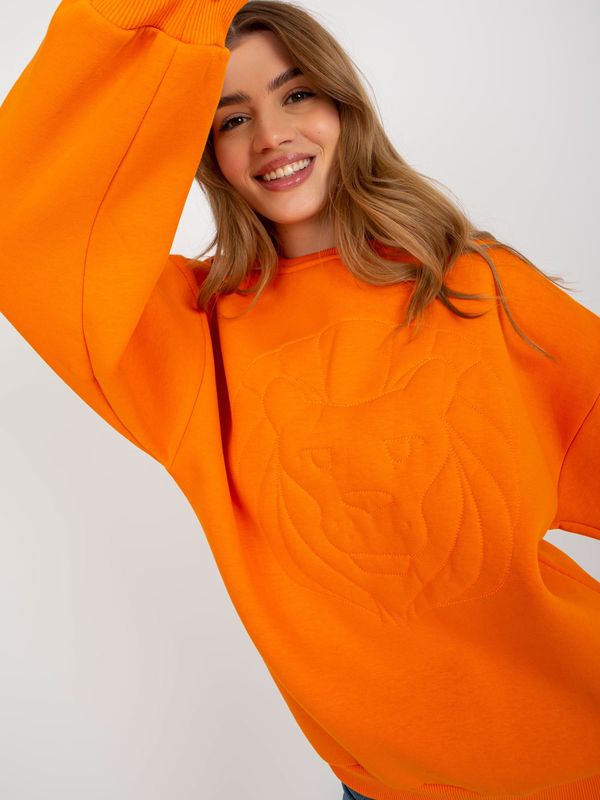 Fashionhunters Orange padded hoodie with embroidery