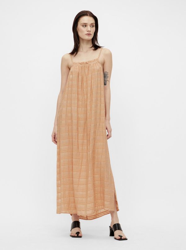 .OBJECT Orange patterned loose maxi-dresses with slits . OBJECT Rafia - Women