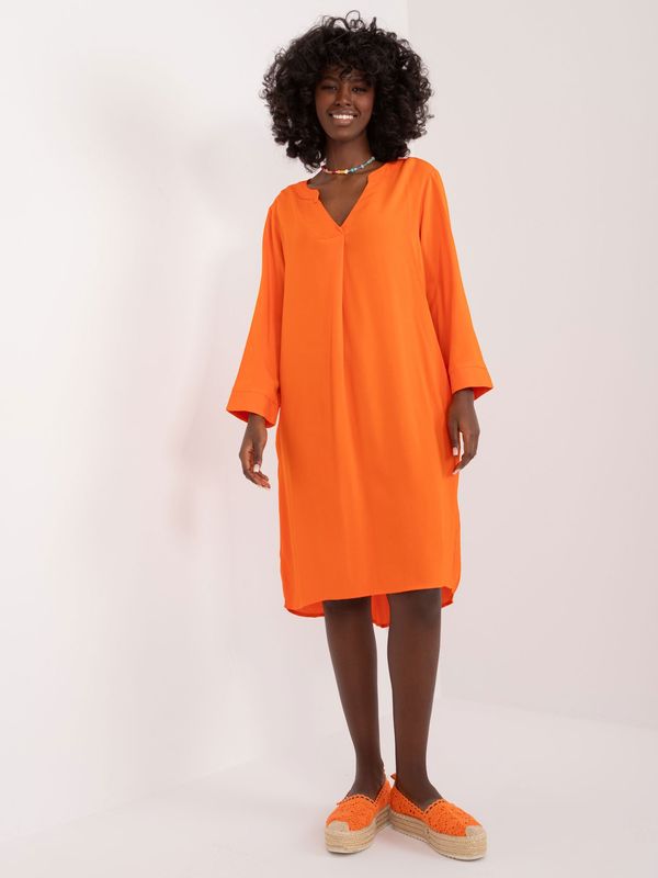 Fashionhunters Orange plain summer dress SUBLEVEL
