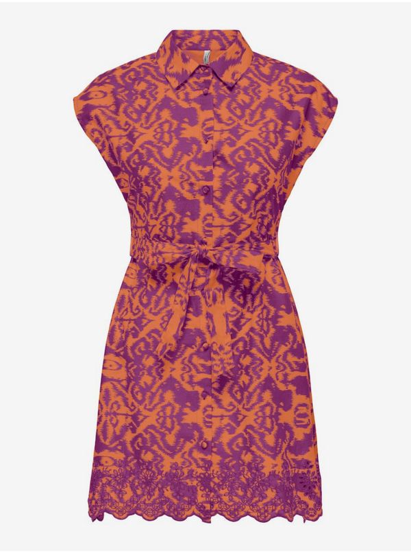 Only Orange-purple women's shirt patterned dress ONLY Lou - Women's