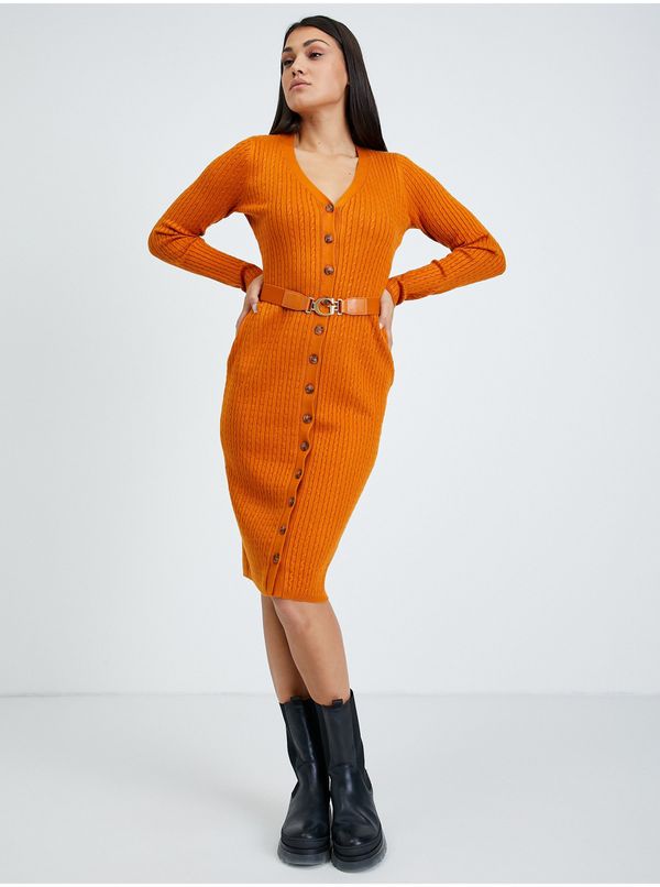 Guess Orange Sheath Sweater Dress Guess Lena - Women