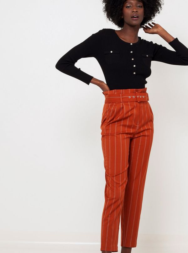 CAMAIEU Orange striped trousers with belt CAMAIEU - Ladies