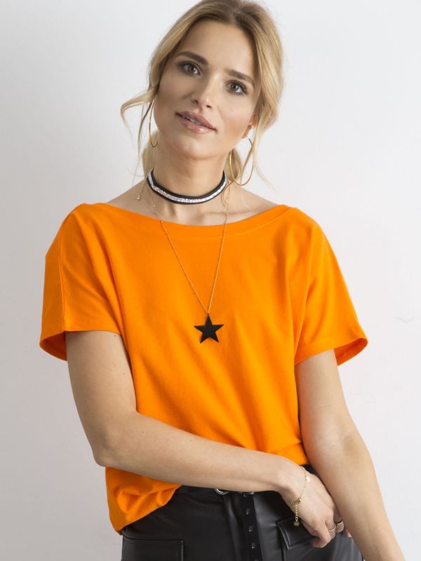 Fashionhunters Orange T-shirt with back neckline