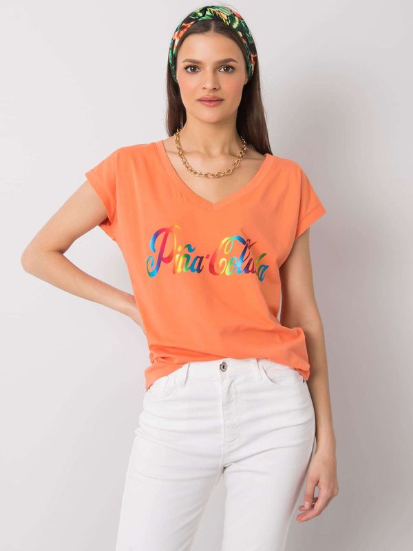 Fashionhunters Orange T-shirt with colorful print