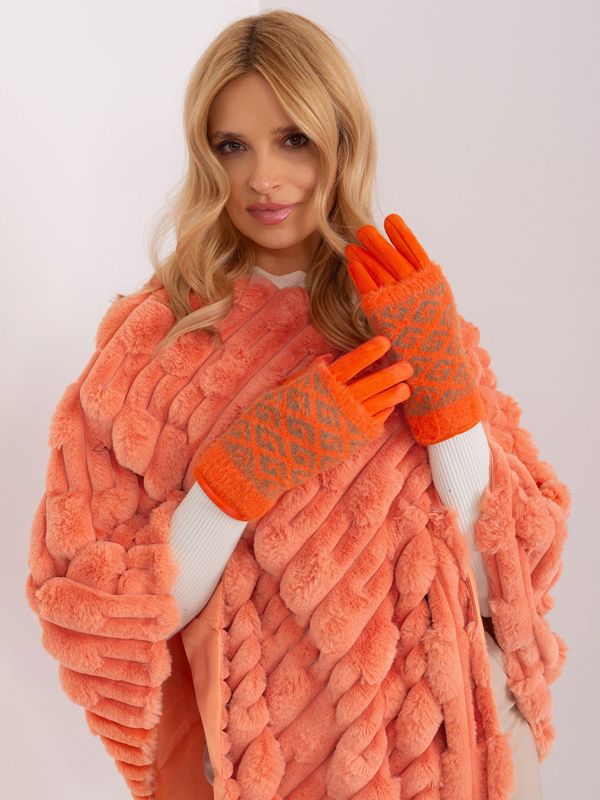 Fashionhunters Orange warm women's gloves